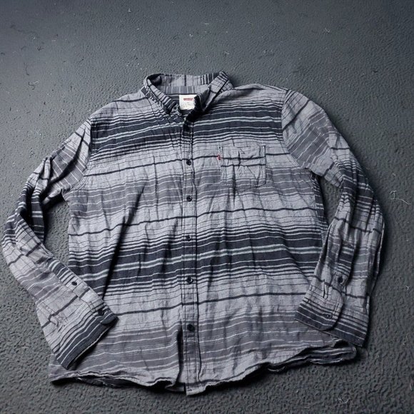 Levis Striped Button Shirt Mens 2XL XXL Long Sleeve Gray - Picture 1 of 7
